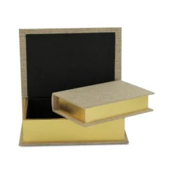 Kirkland's Home Heathered Beige Linen Book Boxes, Set Of 2- Baskets & Boxes