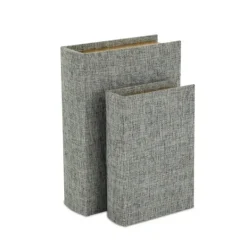Kirkland's Home Heathered Linen Book Boxes, Set Of 2- Baskets & Boxes