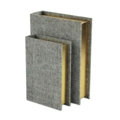 Kirkland's Home Heathered Linen Book Boxes, Set Of 2- Baskets & Boxes