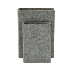 Kirkland's Home Heathered Linen Book Boxes, Set Of 2- Baskets & Boxes