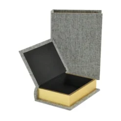 Kirkland's Home Heathered Linen Book Boxes, Set Of 2- Baskets & Boxes