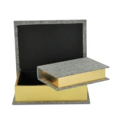 Kirkland's Home Heathered Linen Book Boxes, Set Of 2- Baskets & Boxes