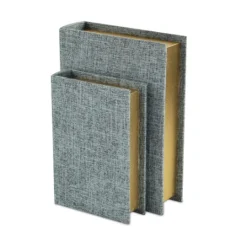 Kirkland's Home Heathered Linen Book Boxes, Set Of 2- Baskets & Boxes
