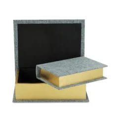 Kirkland's Home Heathered Linen Book Boxes, Set Of 2- Baskets & Boxes