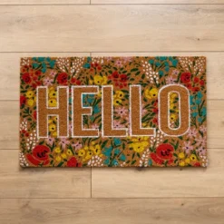 Kirkland's Home Hello Floral Coir Doormat- Doormats