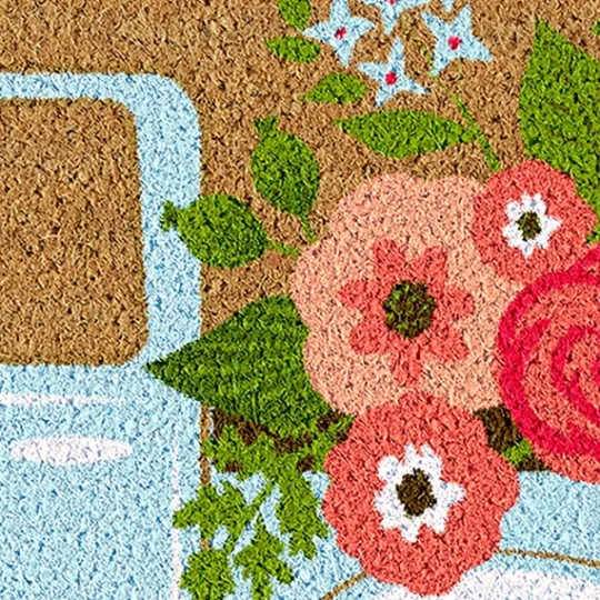 Kirkland's Home Hello Spring Flower Truck Coir Doormat- Doormats