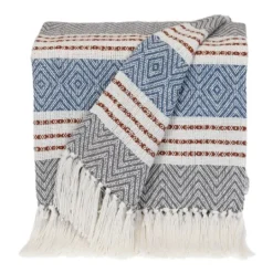 Kirkland's Home Herringbone Multi Striped Throw- Blankets & Throws