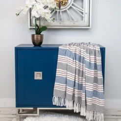 Kirkland's Home Herringbone Multi Striped Throw- Blankets & Throws