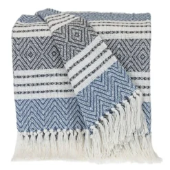 Kirkland's Home Herringbone Multi Striped Throw- Blankets & Throws