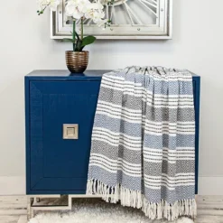 Kirkland's Home Herringbone Multi Striped Throw- Blankets & Throws