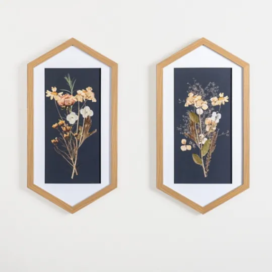 Kirkland's Home Hexagon Floral Framed Art Prints, Set Of 2- Framed Art