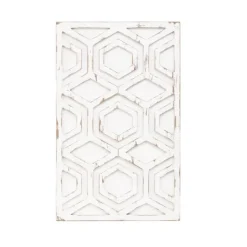 Kirkland's Home Hexagon White Wood Plaque- Wall Plaques