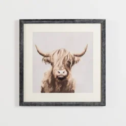 Kirkland's Home Highland Cow Distressed Framed Art Print- Framed Art