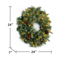 Kirkland's Home Holiday Pine Needle Cabin Pre-Lit Wreath- Wreaths