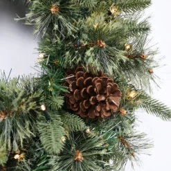 Kirkland's Home Holiday Pine Needle Cabin Pre-Lit Wreath- Wreaths