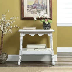 Kirkland's Home Hollie Cream Slant Leg Scallop Edge Side Table- Accent & End Tables
