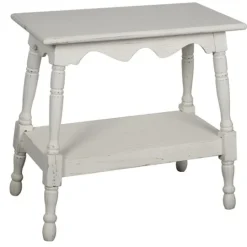 Kirkland's Home Hollie Cream Slant Leg Scallop Edge Side Table- Accent & End Tables