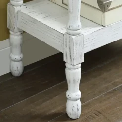 Kirkland's Home Hollie Cream Slant Leg Scallop Edge Side Table- Accent & End Tables