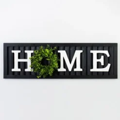 Kirkland's Home Home With Wreath Shutter Wall Plaque- Wall Quotes & Signs