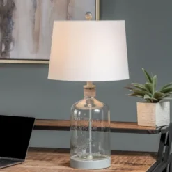 Kirkland's Home Homegrown Gray Glass Jar Table Lamp- Table Lamps