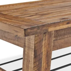Kirkland's Home Honey Acacia Wood Coffee Table With Metal Bars- Coffee Tables