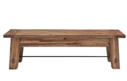 Kirkland's Home Honey Acacia Wood Rustic Metal Rod Dining Bench- Dining Chairs