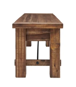 Kirkland's Home Honey Acacia Wood Rustic Metal Rod Dining Bench- Dining Chairs