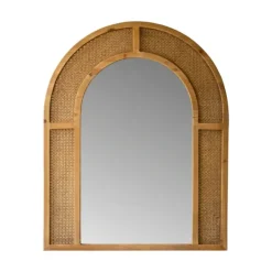 Kirkland's Home Honey Brown Rattan Weave Arched Framed Mirror- Framed Mirrors