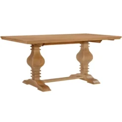 Kirkland's Home Honey Brown Wood Double Pedestal Dining Table- Dining Tables