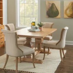 Kirkland's Home Honey Brown Wood Double Pedestal Dining Table- Dining Tables