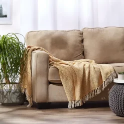 Kirkland's Home Honey Diamond Fringe Throw- Blankets & Throws