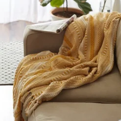 Kirkland's Home Honey Gold Braided Fringe Throw- Blankets & Throws
