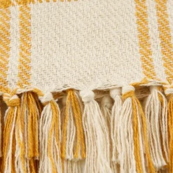 Kirkland's Home Honey Gold Plaid Fringe Throw- Blankets & Throws