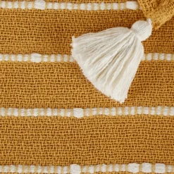 Kirkland's Home Honey Gold Slub Stripe Decorative Throw- Blankets & Throws