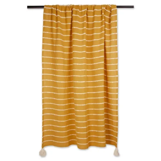 Kirkland's Home Honey Gold Slub Stripe Decorative Throw- Blankets & Throws