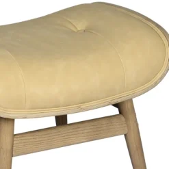 Kirkland's Home Honey Mushroom Leather Ottoman- Benches & Ottomans