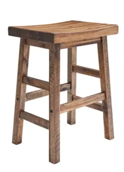 Kirkland's Home Honey Saddle Seat Wood Counter Stool- Bar Stools & Counter Height Stools