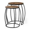 Kirkland's Home Honey Wood And Black Metal Accent Tables, Set Of 2- Accent & End Tables
