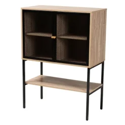 Kirkland's Home Honey Wood And Metal Mesh Cabinet- Cabinets & Sideboards