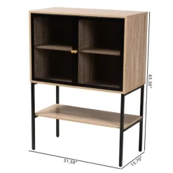 Kirkland's Home Honey Wood And Metal Mesh Cabinet- Cabinets & Sideboards