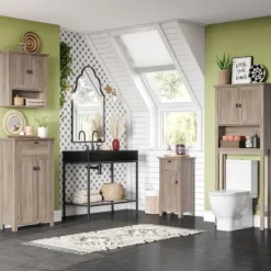 Kirkland's Home Honey Woodgrain Wall-Mounted Cabinet- Shelves