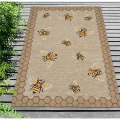 Kirkland's Home Honeycomb Bees Outdoor Area Rug, 5X7- Outdoor Rugs