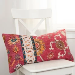 Kirkland's Home Hot Pink Vintage Rug Lumbar Pillow- Pillows