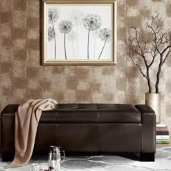 Kirkland's Home Hudson Tufted Faux Leather Storage Bench- Benches & Ottomans