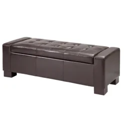 Kirkland's Home Hudson Tufted Faux Leather Storage Bench- Benches & Ottomans