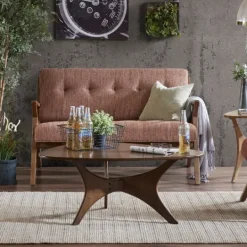 Kirkland's Home Hues Rockwood Pecan Finish Loveseat- Sofas & Loveseats