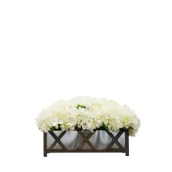 Kirkland's Home Hydrangea Arrangement In Lattice Box Planter- Arrangements & Greenery