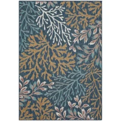 Kirkland's Home Ikat Coral Sea Blue Outdoor Area Rug, 5X7- Outdoor Rugs