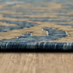 Kirkland's Home Ikat Coral Sea Blue Outdoor Area Rug, 5X7- Outdoor Rugs