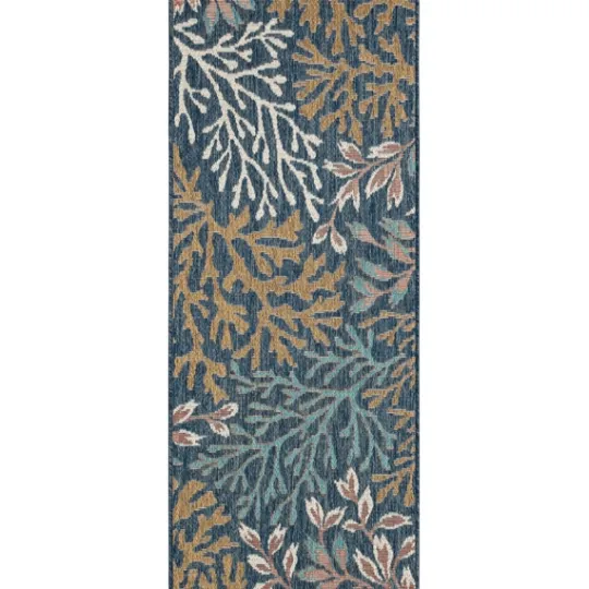 Kirkland's Home Ikat Coral Sea Blue Outdoor Area Rug, 5X7- Outdoor Rugs
